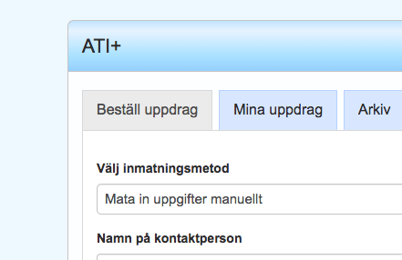 Skärmbild på beställning i ATI-Plus.